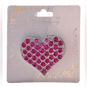 5/$25 Chloe Accessory Hot Pink & Silver Crystal Heart Pin Brooch